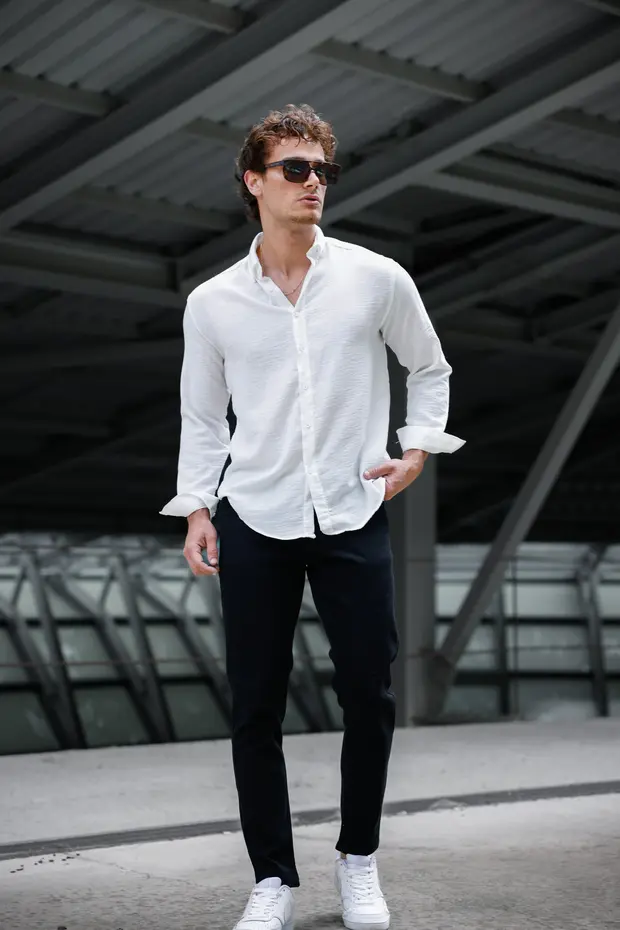 جينز رجالي، ضيق، ليكرا، أسود ساده