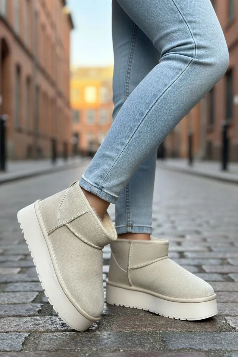 حذاء نسائي بكعب عالٍ ونصف جلد سويدي