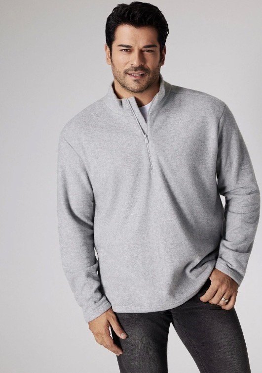 سويت شيرت رجالي بياقة عالية وسحاب باللون الرمادي من AC&CO