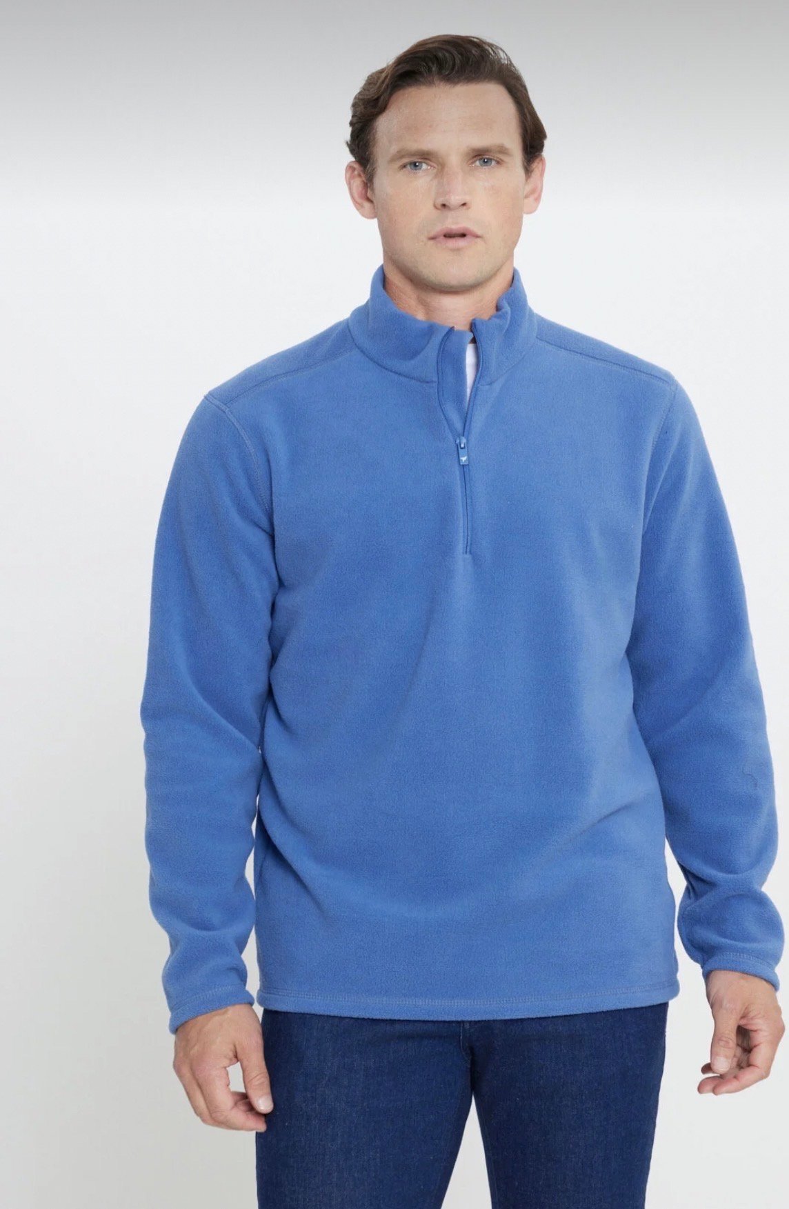 سويت شيرت رجالي بياقة عالية وسحاب باللون السماوي من AC&CO