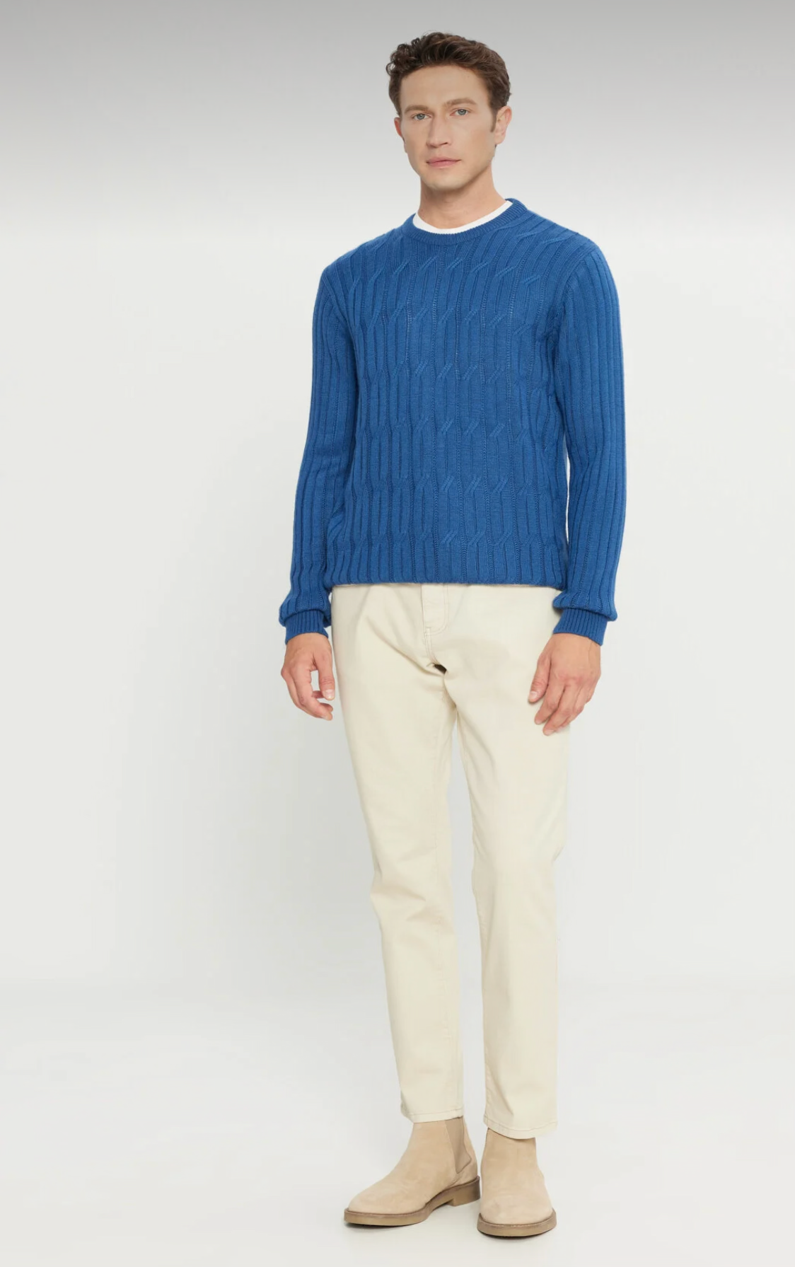 كنزة تريكو رجالي بتصميم مميز باللون الأزرق من AC&CO