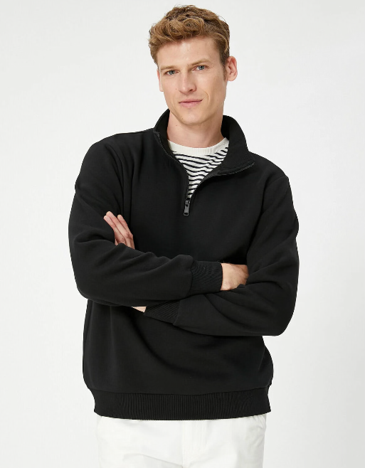 سويت شيرت رجالي باللون الأسود من Koton