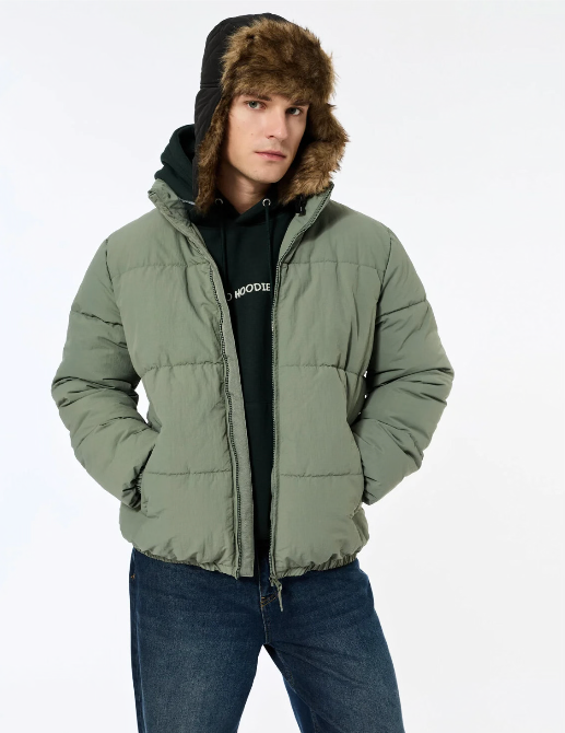 معطف مضاد للماء والغبار باللون الزيتي من KOTON