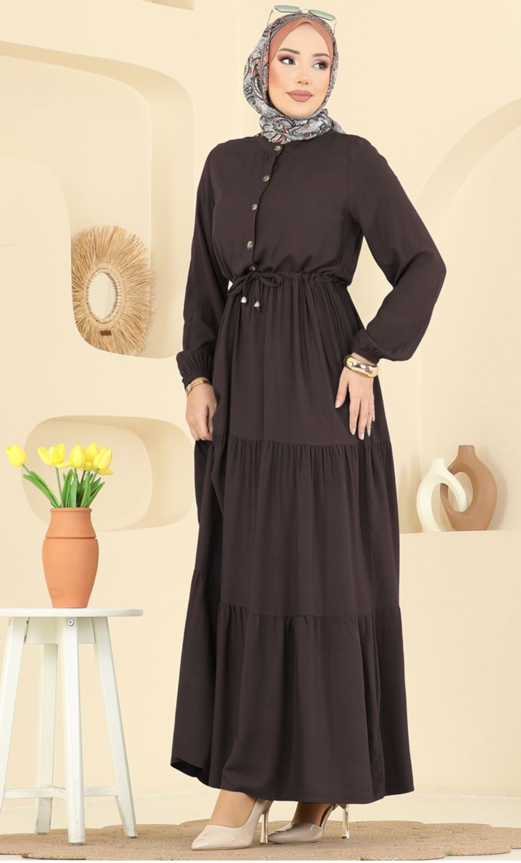 فستان سهرة من قماش بلماندو للمحجبات