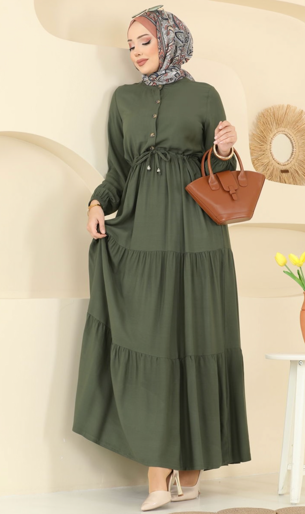 فستان سهرة من قماش بلماندو للمحجبات