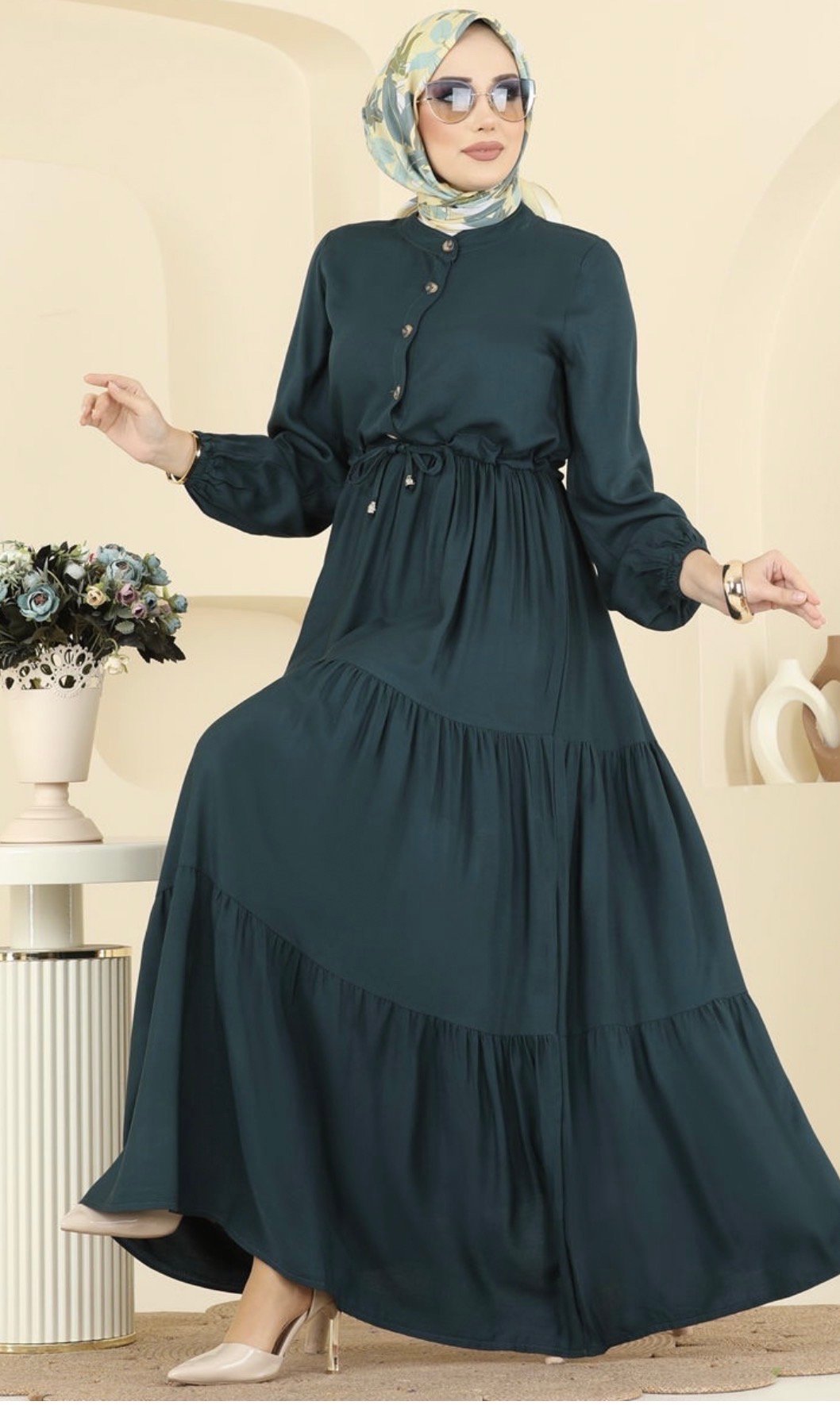 فستان نسائي من قماش بلماندو للمحجبات