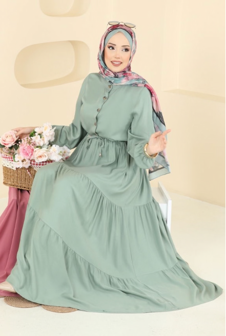 فستان سهرة من قماش بلماندو للمحجبات