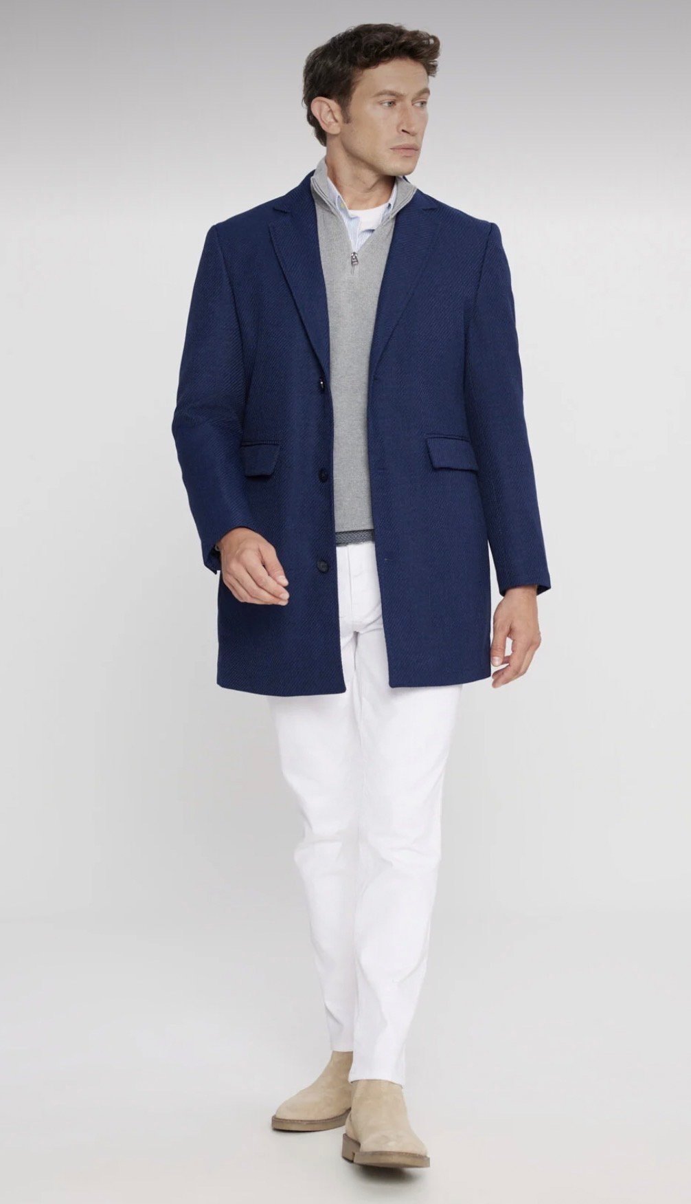 معطف رجالي طويل باللون الأزرق الداكن من AC&CO